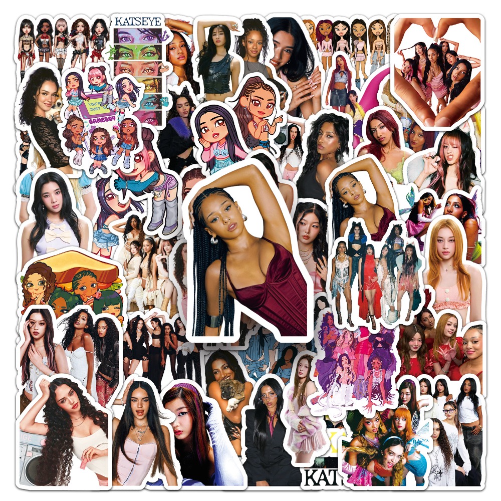 50pcs Girl Group KATSEYE Graff - مراجعة Laptop Accessories Girly وسعره