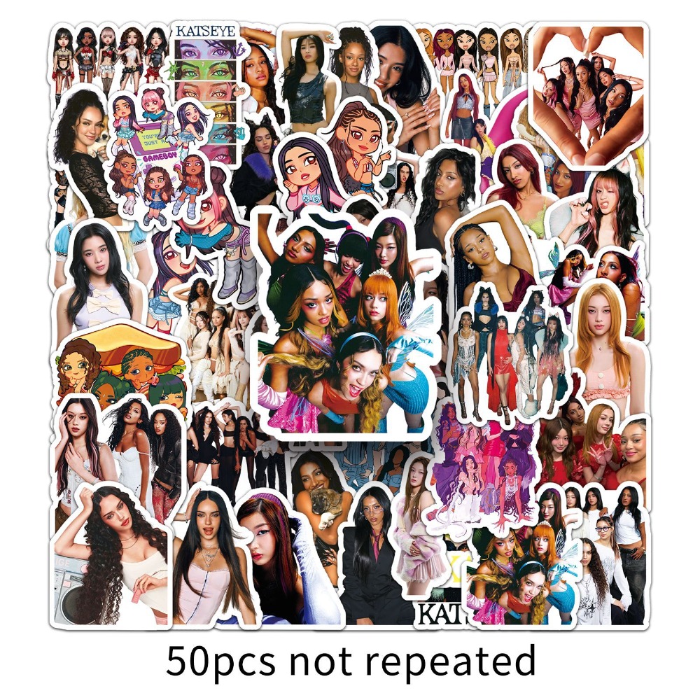 50pcs Girl Group KATSEYE Graff - مراجعة Laptop Accessories Girly وسعره