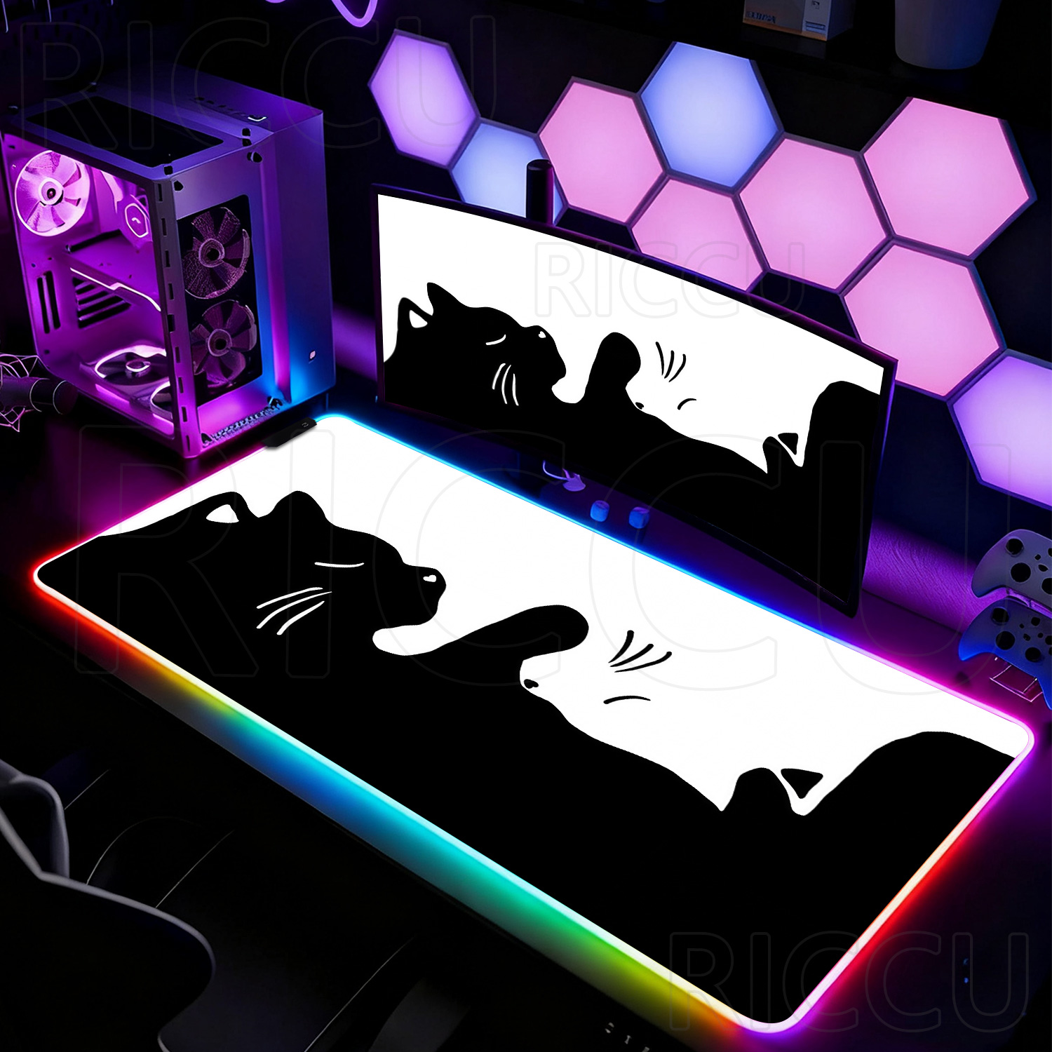 RGB HD Black and White Cat Cut - مراجعة Laptop Accessories Rgb وسعره