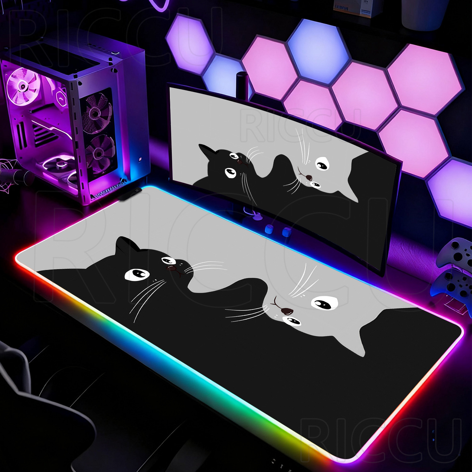 RGB HD Black and White Cat Cut - مراجعة Laptop Accessories Rgb وسعره