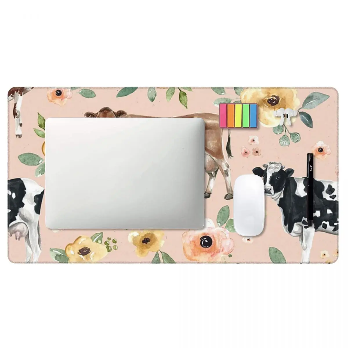 Large Mouse Pad Cow Floral On  - مراجعة Yellow Laptop Accessories وسعره