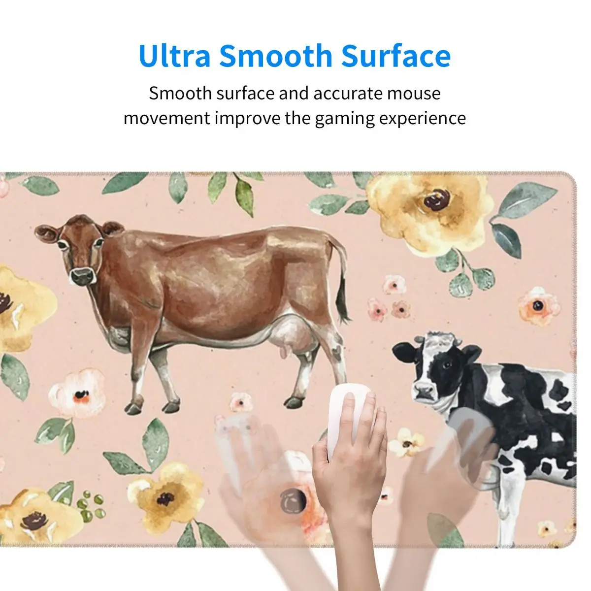 Large Mouse Pad Cow Floral On  - مراجعة Yellow Laptop Accessories وسعره