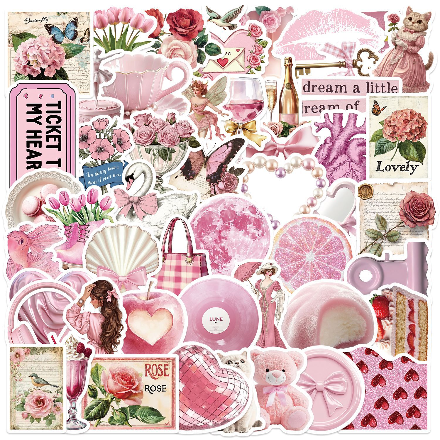 50/100pcs Cute Pink Girl Carto - مراجعة Laptop Accessories Girly وسعره