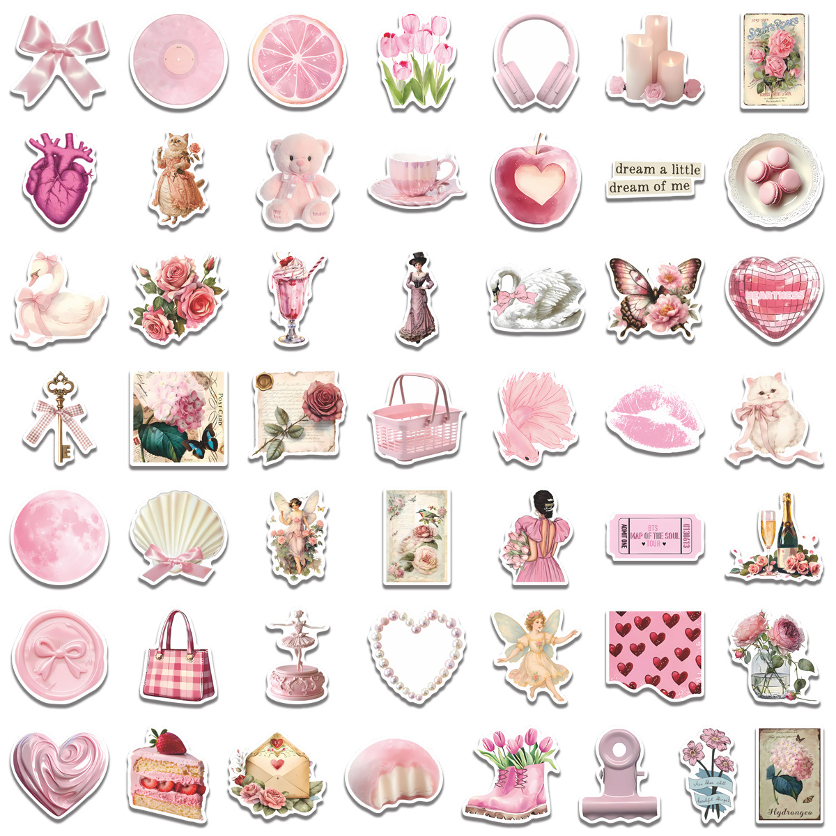 50/100pcs Cute Pink Girl Carto - مراجعة Laptop Accessories Girly وسعره