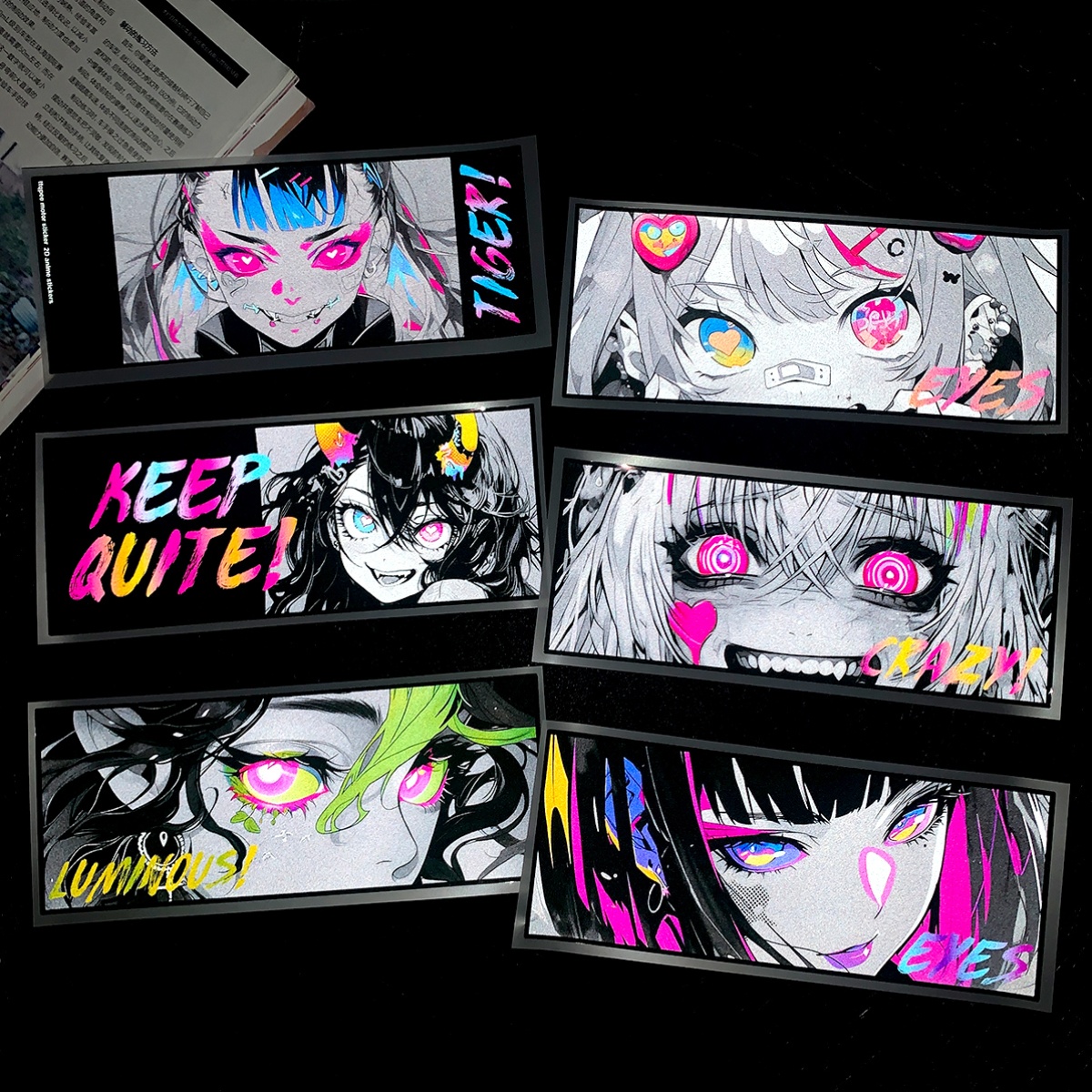 1PC 20cm Neon Anime Girl Eyes  - مراجعة Laptop Accessories Girly وسعره