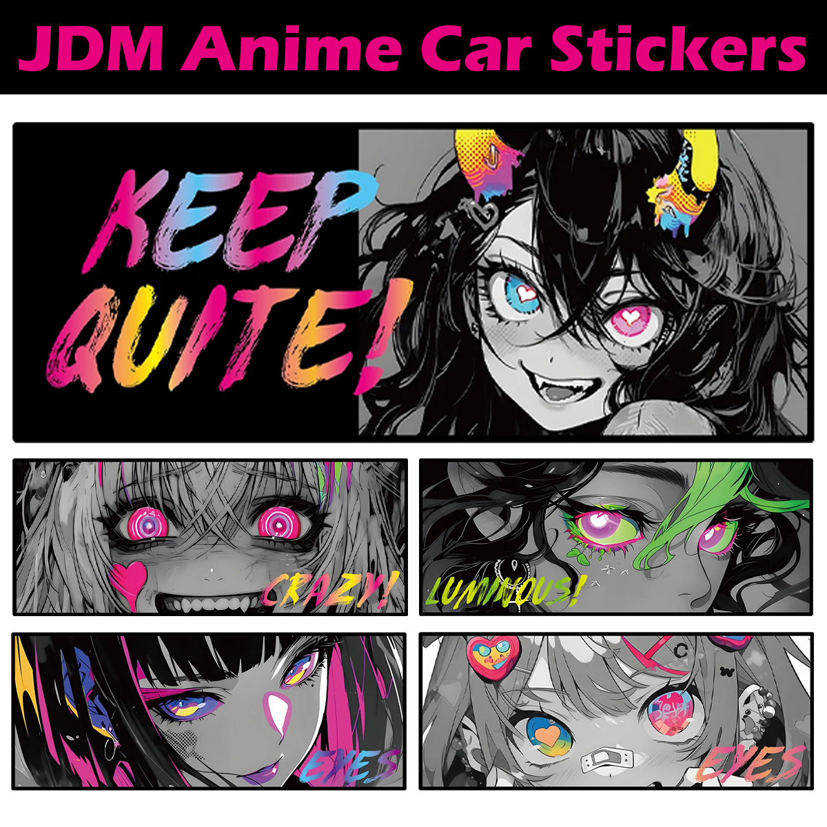 1PC 20cm Neon Anime Girl Eyes  - مراجعة Laptop Accessories Girly وسعره