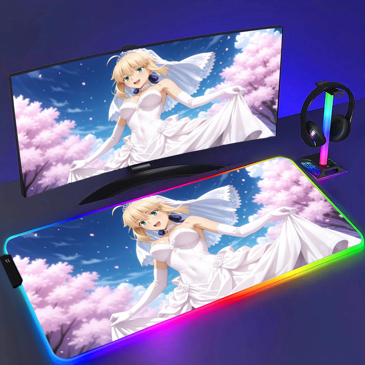 RGB Anime Fate Saber MousePad  - مراجعة Laptop Accessories Rgb وسعره