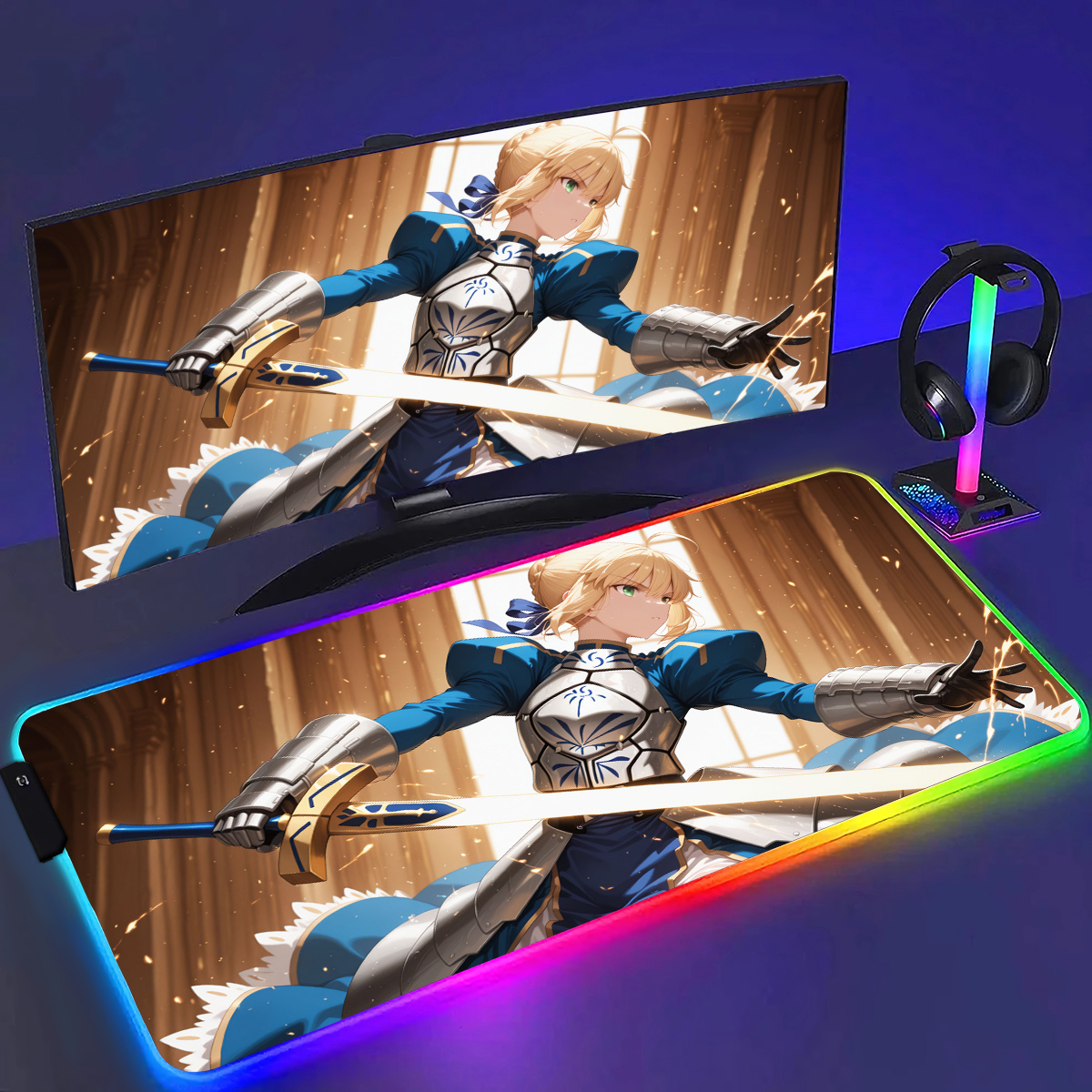 RGB Anime Fate Saber MousePad  - مراجعة Laptop Accessories Rgb وسعره
