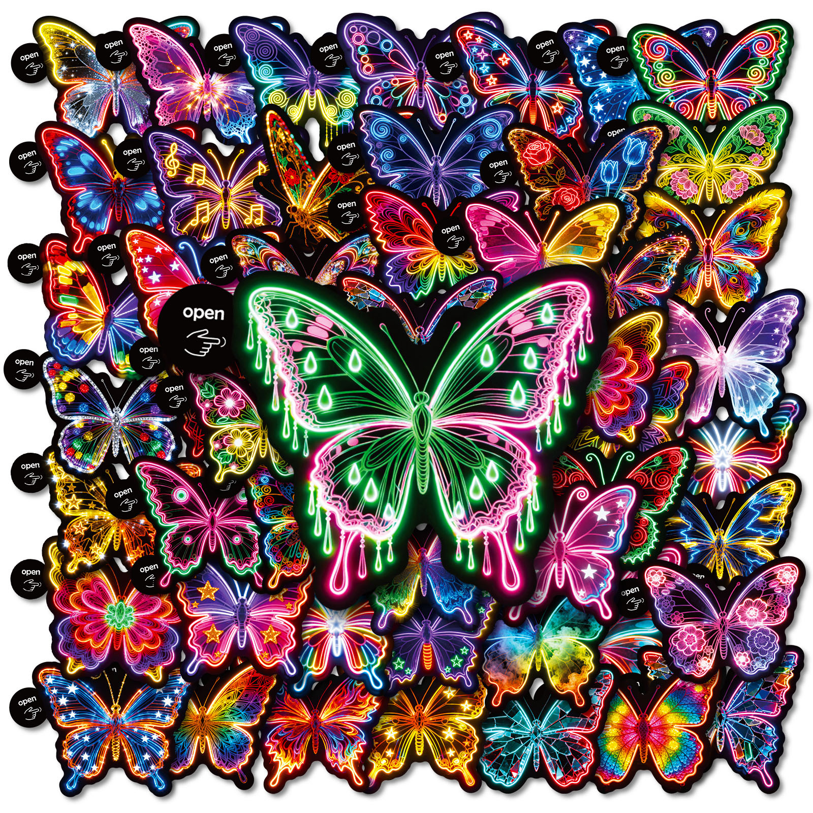 50Pcs Easy Peel Neon Butterfly - مراجعة Laptop Accessories Girly وسعره