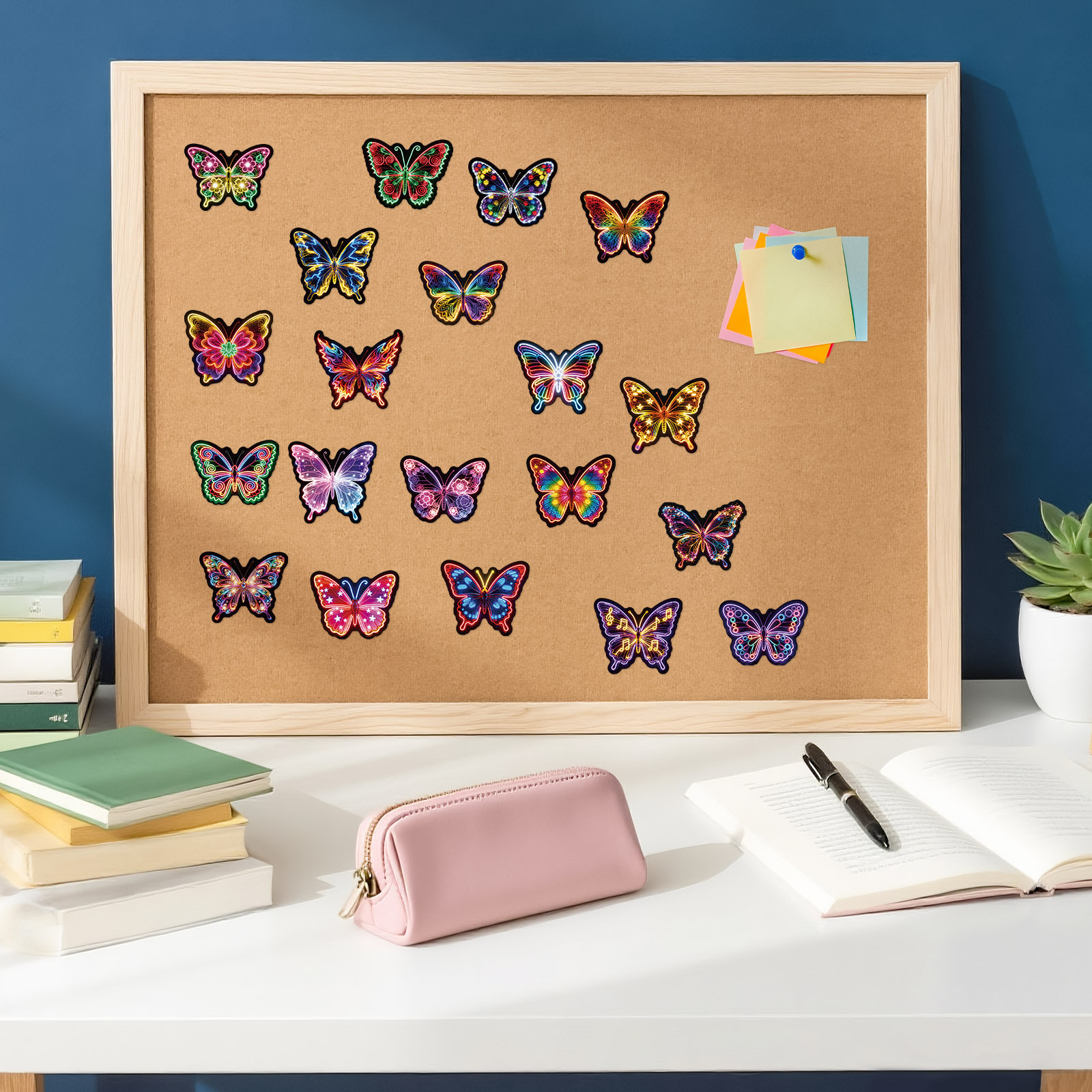 50Pcs Easy Peel Neon Butterfly - مراجعة Laptop Accessories Girly وسعره