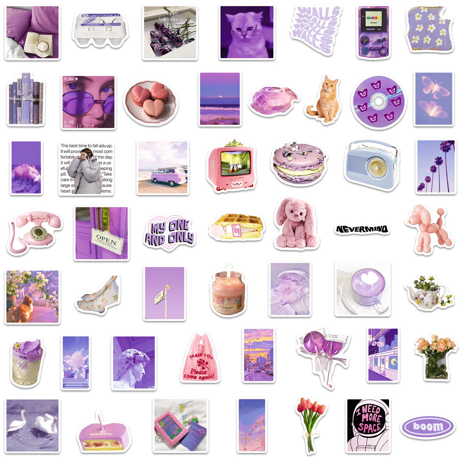 50Pcs Ins Style Fresh Purple A - مراجعة Laptop Accessories Girly وسعره