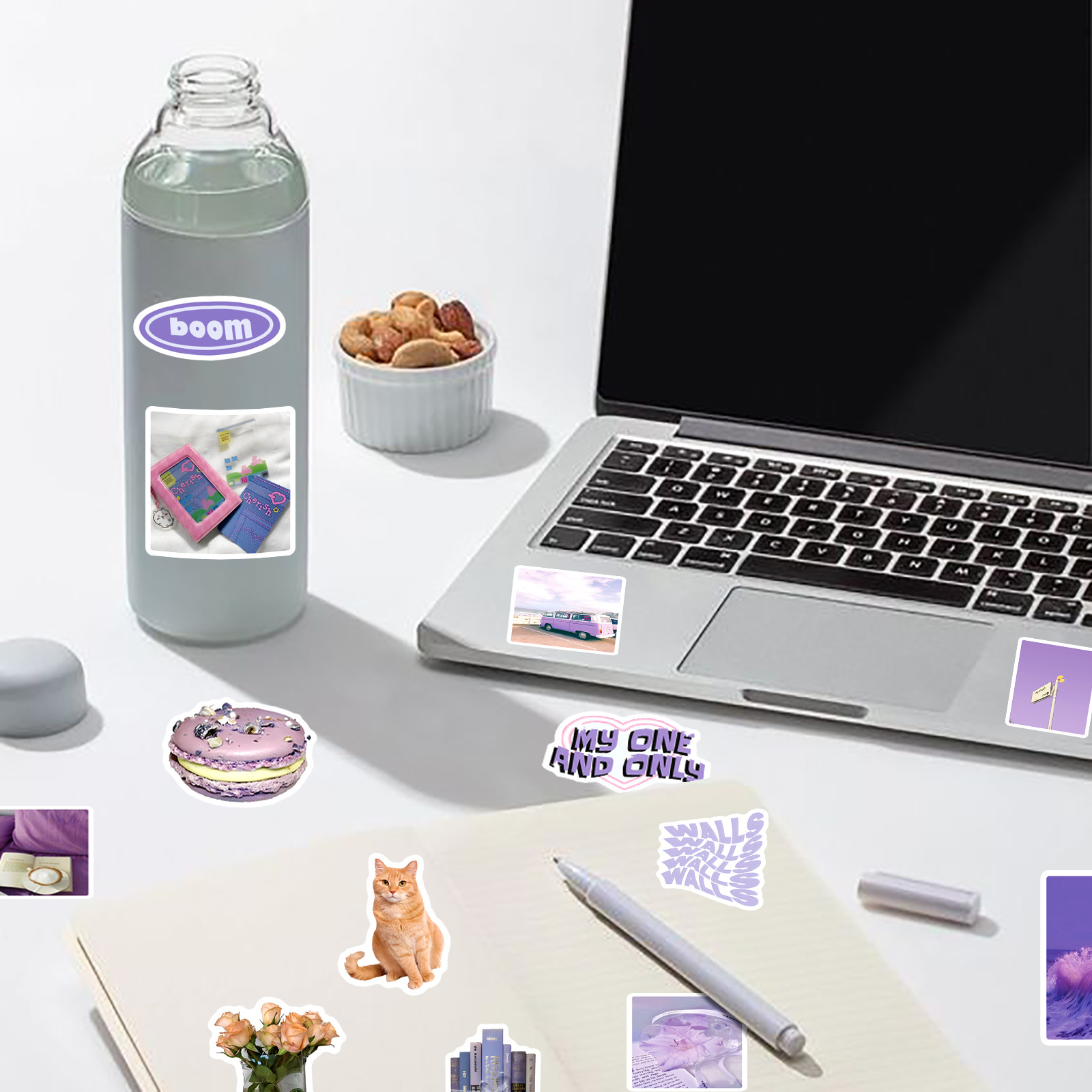 50Pcs Ins Style Fresh Purple A - مراجعة Laptop Accessories Girly وسعره