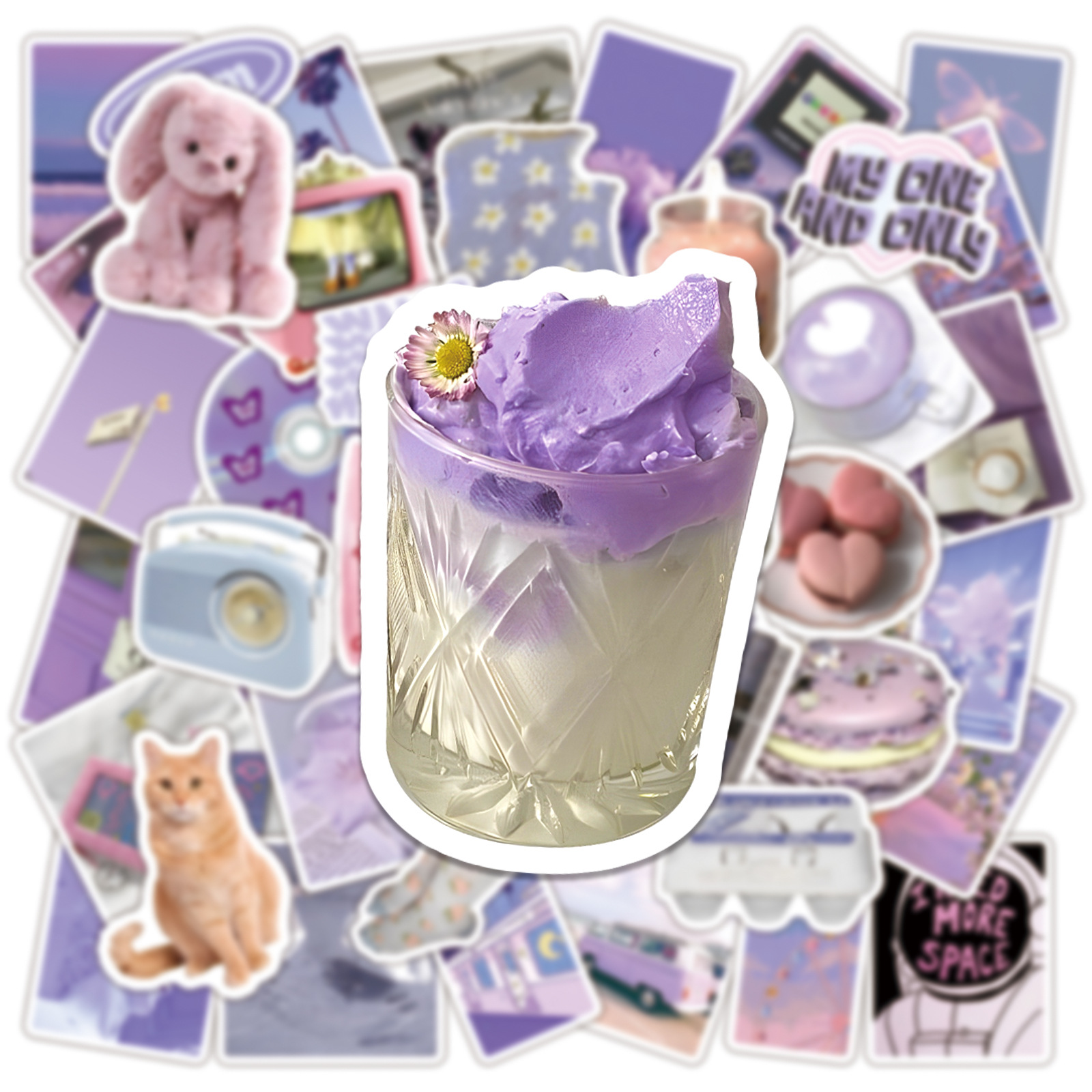 50Pcs Ins Style Fresh Purple A - مراجعة Laptop Accessories Girly وسعره