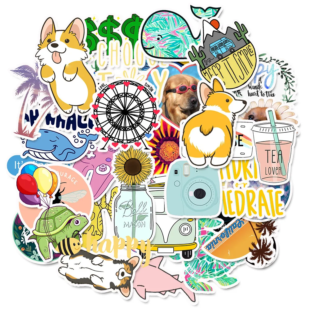 50PCS/Pack Cute Cartoon VSCO G - مراجعة Laptop Accessories Kids وسعره